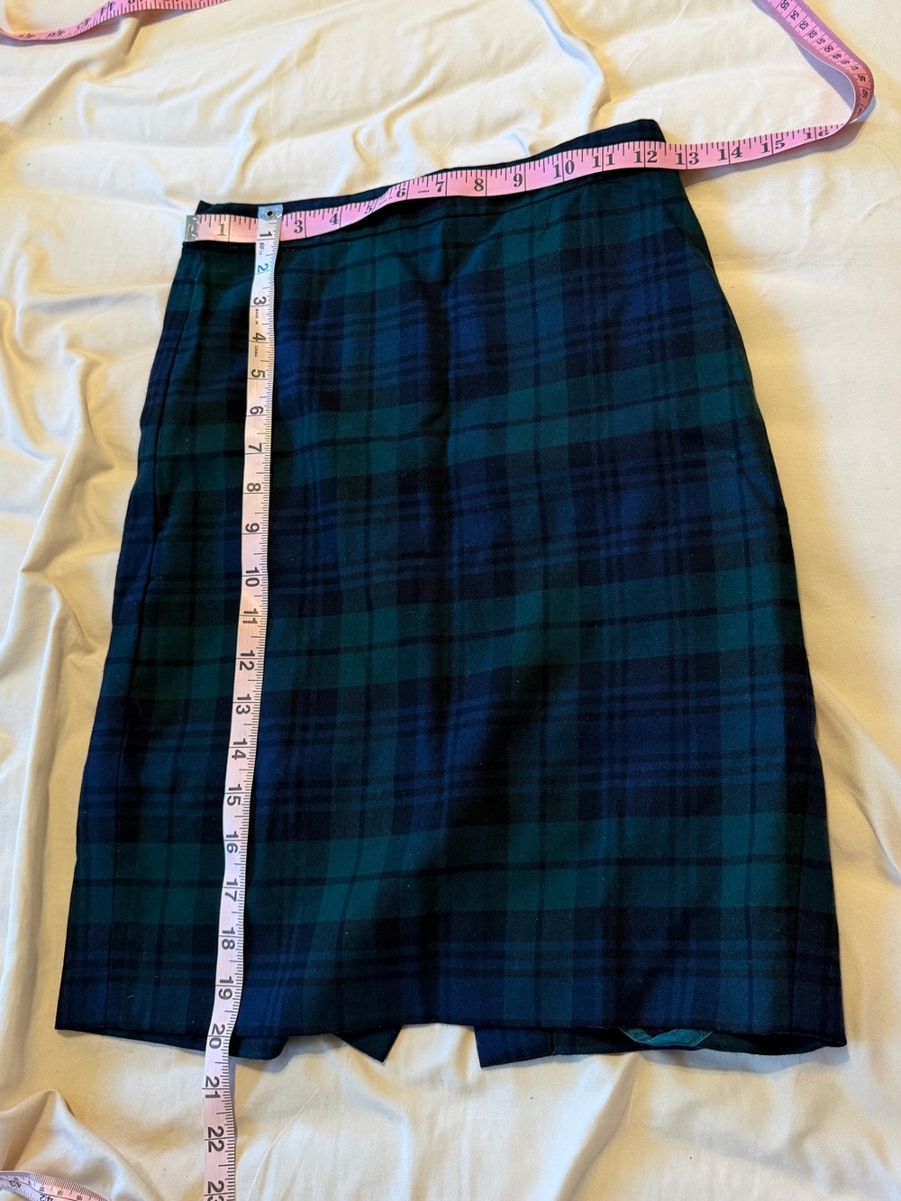 Green and Navy Plaid Pencil Skirt